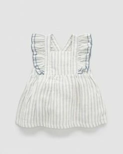 Discount 👍 Purebaby Ruffle 👗 Dress Bodysuit - Babies Fine Stripe ❤️
