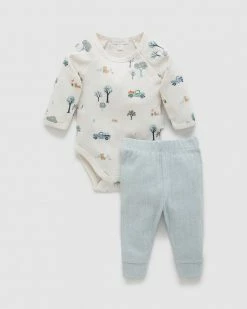 Promo 🔥 Purebaby 2 Piece Gift Pack - Babies Garden Patch Print 🧨