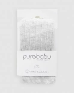 Brand new 🎁 Purebaby Rib Tights - Babies Pale Grey Melange 🤩