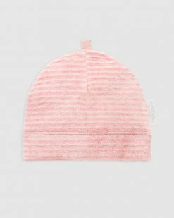 Discount 😉 Purebaby Premie Hat - Babies Bud Pink Stripe 😉
