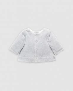 Flash Sale 🧨 Purebaby Velour Jacket - Babies Pale Grey Melange 😉
