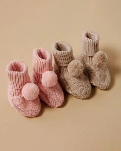 Cheapest ⭐ Purebaby Pom Pom Booties - Babies Biscuit Melange 🌟 -Baby Online store http3A2F2Fstatic.theiconic.com .au2Fp2Fpurebaby 6812 1326151 3