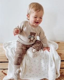 Discount 😍 Purebaby Little Bear Jumper - Babies Biscuit Melange ⭐