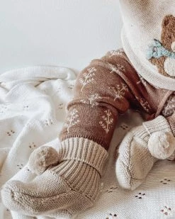 Cheapest ⭐ Purebaby Pom Pom Booties - Babies Biscuit Melange 🌟 -Baby Online store http3A2F2Fstatic.theiconic.com .au2Fp2Fpurebaby 7007 1326151 4
