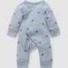 New 🥰 Purebaby Premi Crossover LS Growsuit - Babies Pale Blue Leaf ⭐