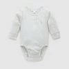 Best deal 👏 Purebaby Rib LS Henley Bodysuit - Babies Wheat Melange ❤️