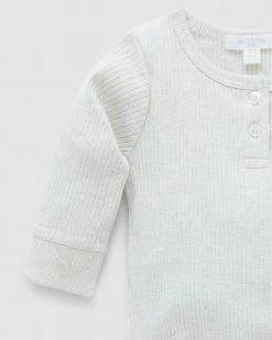 Best deal 👏 Purebaby Rib LS Henley Bodysuit - Babies Wheat Melange ❤️ -Baby Online store http3A2F2Fstatic.theiconic.com .au2Fp2Fpurebaby 7211 2994021 2