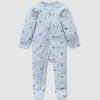 Promo 😍 Purebaby Zip Growsuit - Babies Pale Blue Leaf ❤️