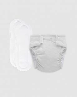 Buy 🧨 Purebaby Reusable Nappy Starter Kit with 2 Pads - Babies Pale Grey ❤️