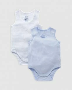 Cheapest 🔥 Purebaby 2-Pack Rib Bodysuit - Babies Pale Blue 💯