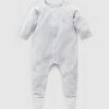 Best deal ❤️ Purebaby Velour Growsuit - Babies Pale Grey Melange 🤩