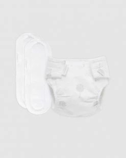 Cheapest 💯 Purebaby Reusable Nappy Starter Kit with 2 Pads - Babies Pale Grey Tree 😉