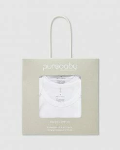 Budget 🔔 Purebaby 2-Pack Bodysuit Gift Box - Babies Pale Grey Melange Pack ❤️