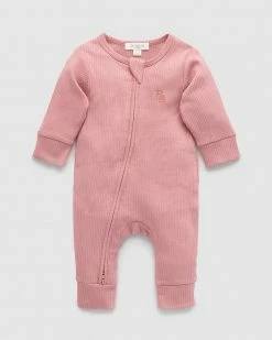 Best deal 😍 Purebaby Rib Zip Growsuit - Babies Crab Apple 🔔
