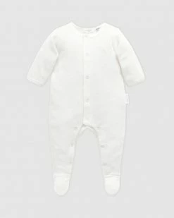 Brand new 🧨 Purebaby Velour Growsuit - Babies Vanilla 🔔