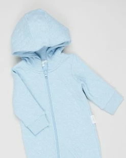 Flash Sale 🔥 Purebaby Quilted Zip Growsuit - Babies Soft Blue Melange ❤️ -Baby Online store http3A2F2Fstatic.theiconic.com .au2Fp2Fpurebaby 7288 3317001 3