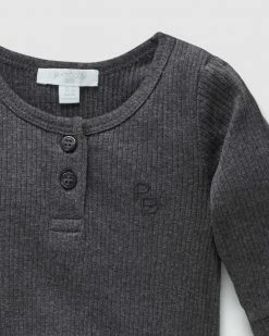 Hot Sale 😉 Purebaby Rib LS Henley Bodysuit - Babies Charcoal Melange 🧨 -Baby Online store http3A2F2Fstatic.theiconic.com .au2Fp2Fpurebaby 7290 4994021 3