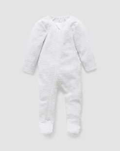 Budget ✔️ Purebaby Zip Growsuit - Babies Pale Grey Melange Stripe 🤩