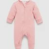 Brand new 🤩 Purebaby Rib Zip Growsuit - Babies Dusty Rose ✔️
