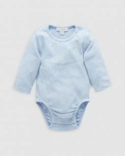 Top 10 🤩 Purebaby Ribbed LS Bodysuit - Babies Pale Blue Melange 😍