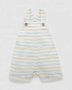 Cheapest 🔔 Purebaby Linen Blend Short Overalls - Babies Rock Pool Stripe 👍