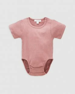 Coupon ✨ Purebaby Rib SS Bodysuit - Babies Crabapple ❤️