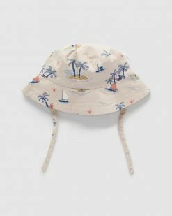 Best Sale ⭐ Purebaby Island Bucket Hat - Babies Drifter Print 😍