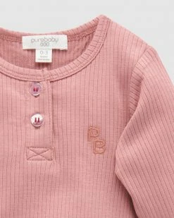 Best Sale ⭐ Purebaby Rib LS Henley Bodysuit - Babies Crab Apple ❤️ -Baby Online store http3A2F2Fstatic.theiconic.com .au2Fp2Fpurebaby 8068 5994021 3