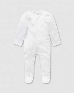 Promo 🛒 Purebaby Zip Growsuit - Babies White 🔥