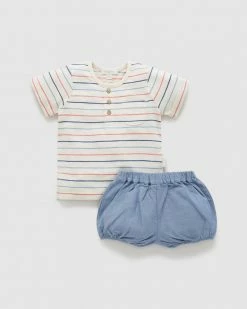 Best Pirce 🥰 Purebaby Henley Set - Babies Easy Stripe 🔔