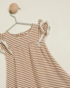 Deals ✨ Quincy Mae Short Sleeve Flutter 👗 Dress - Babies-Kids Walnut Stripe 🌟 -Baby Online store http3A2F2Fstatic.theiconic.com .au2Fp2Fquincy mae 0157 6692041 3