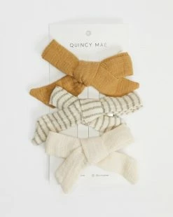 Wholesale 👍 Quincy Mae Bow With Clip - Set Of 3 Honey, Basil & Natural 😀