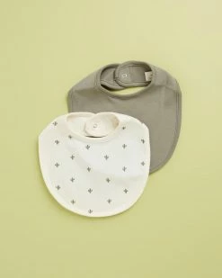 Best Sale 🤩 Quincy Mae Jersey Snap Bib Set - 2-Pack - Babies Ivory & Basil 🔔