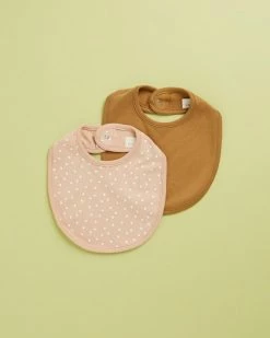 Best Pirce ✔️ Quincy Mae Jersey Snap Bib Set - 2-Pack - Babies Petal & Walnut 🔔
