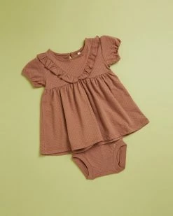 Best Sale ⭐ Quincy Mae Short Sleeve Ruffle V 👗 Dress Set - Babies-Kids Clay ✨