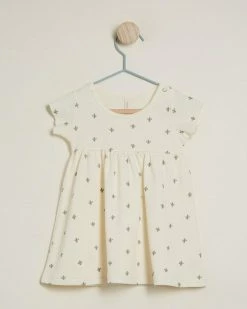 Outlet 🛒 Quincy Mae Jersey Short Sleeve 👗 Dress - Babies-Kids Ivory & Cactus ✔️