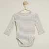 Discount 🌟 Quincy Mae Ribbed Long Sleeve Bodysuit - Babies Ash Stripe 🥰