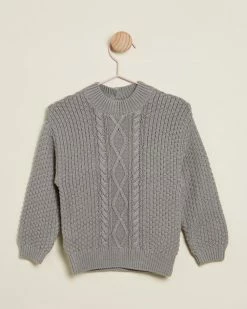 Top 10 😉 Quincy Mae Cable Knit Sweater - Babies-Kids Dusty Blue ⌛