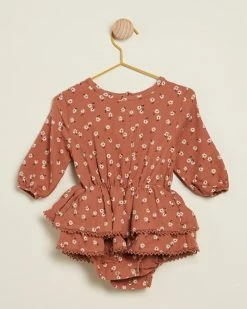 New ✨ Quincy Mae Rosie Romper - Babies-Kids Clay ✔️