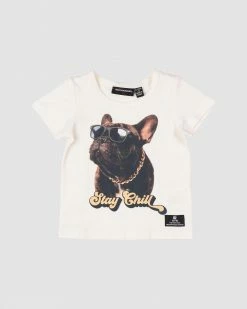 Discount ⌛ Rock Your Baby Stay Chill Frenchie T-Shirt - Babies Cream ❤️