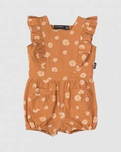 Budget 🛒 Rock Your Baby Daisy Romper - Babies Brown 🥰