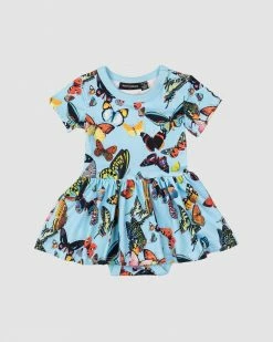 Cheap 🥰 Rock Your Baby Blue Butterflies Waisted 👗 Dress - Babies Multi 💯