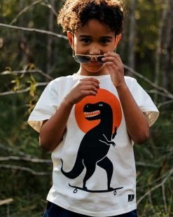 New ❤️ Rock Your Kid Sun Peace Dino T-Shirt - Kids Cream 🥰