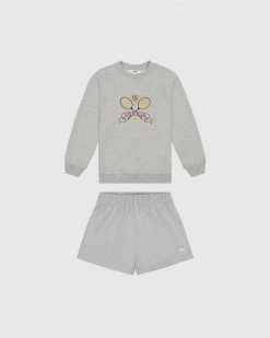 Cheapest 🔔 Sonnie Crest Crewneck & Charlie Shorts Set Grey Marle 👏