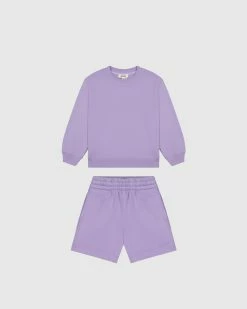 Flash Sale 🔥 Sonnie Tama Crewneck & Earl Sweat Shorts Set Purple 🛒