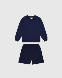 Best Pirce 😉 Sonnie Tama Crewneck & Earl Sweat Shorts Set Navy 🥰