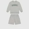 Buy 🔔 Sonnie Varsity Crewneck & Earl Sweat Shorts Set Grey Marle 😍