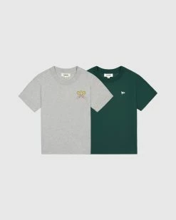 Flash Sale ⭐ Sonnie Bobby Tee & Crest Tee 2-Pack Forest Green / Grey Marle 🥰
