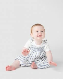 Best deal 👍 Sportscraft Stripe Dobby Weave Romper - Babies Ultramarine 🔔