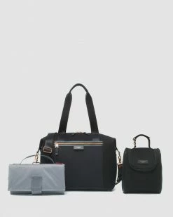 Budget 🤩 Storksak Stevie Luxe Scuba Nappy Bag Black Scuba 💯